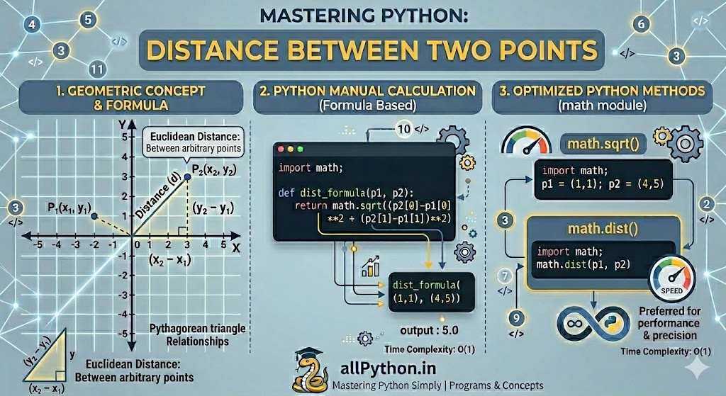 Program to find the Distance between two points